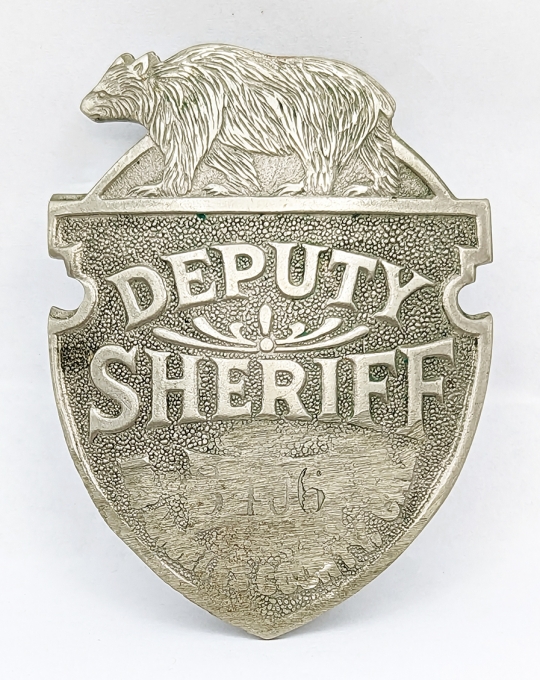 1910s-20s Los Angeles Co CA Bear Top Deputy Sheriff Badge County & # Ground off for Use Elsewhere